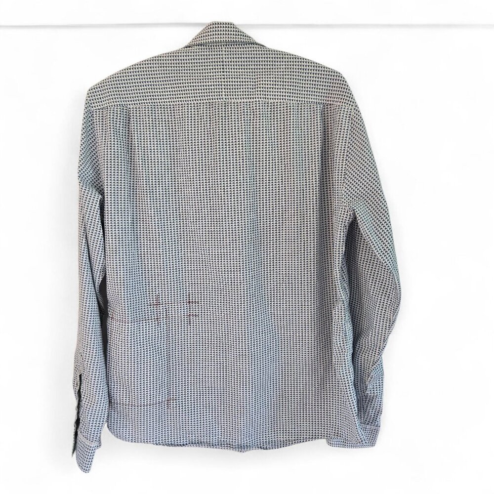 Trovata Mens Button-Up Long Sleeve Shirt Blue/White Checkered Pattern Size L Cot - Picture 2 of 11